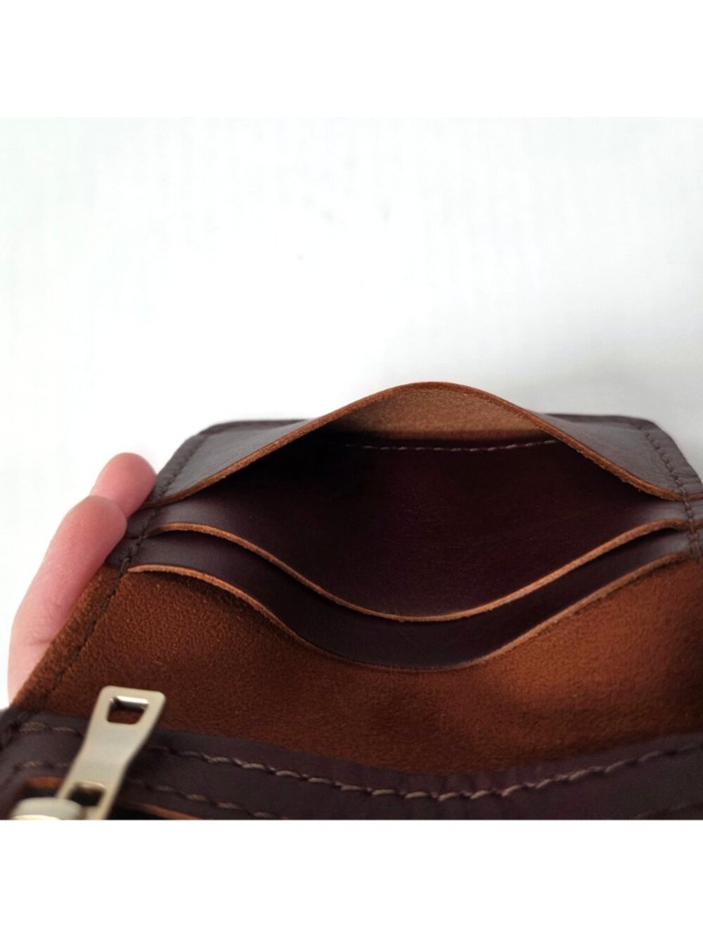 Portland Leather Goods Womens Smooth Brown Leather Mini Bifold Wallet - Picture 11 of 16